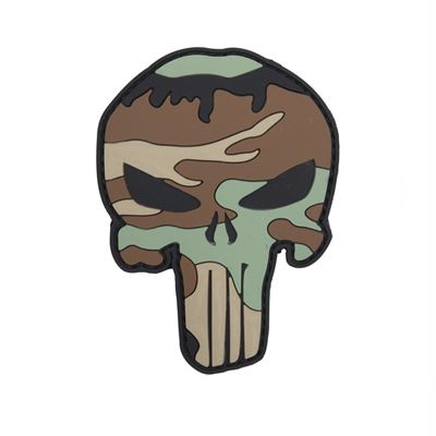 PUNISHER rzep 3D plastikowa naszywka WOODLAND