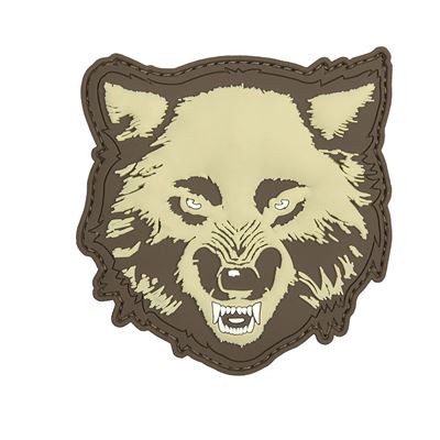 Naszywka plastikowa 3D WILK velcro COYOTE