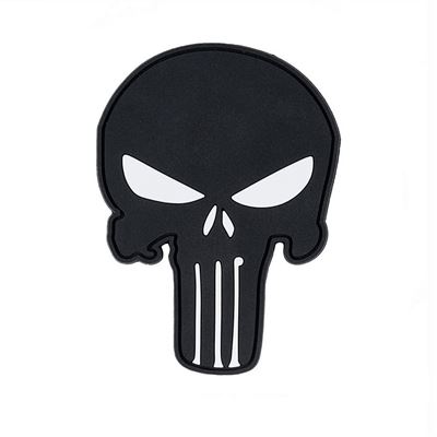 Naszywka PUNISHER z rzepem, plastikowa, CZARNA