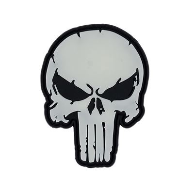 Plastikowa naszywka 3D PUNISH SKULL velcro GLOW IN THE DARK