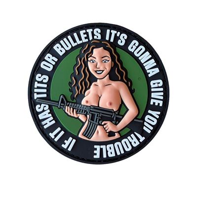 Naszywka 3D z tworzywa sztucznego TITS OR BULLETS z rzepem
