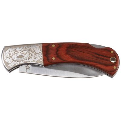 Nóż składany z drewnianą rękojeścią, dekoracyjny, 21 cm, BRĄZOWY