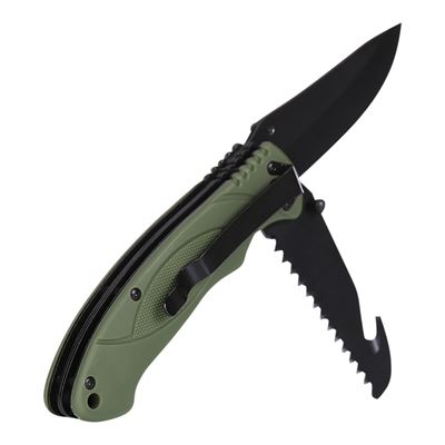 Nóż składany BUSHCRAFT wielofunkcyjny ZIELONY