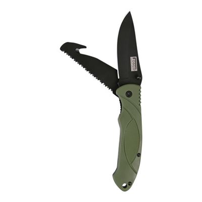 Nóż składany BUSHCRAFT wielofunkcyjny ZIELONY