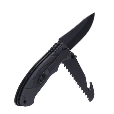 Nóż do zamykania BUSHCRAFT wielofunkcyjny BLACK