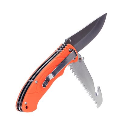 Nóż zamykający BUSHCRAFT wielofunkcyjny ORANGE