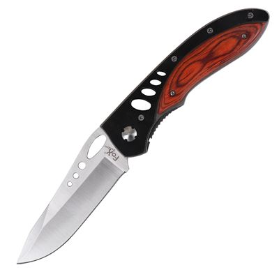 Nóż zamykający 22,5x9,5cm perforowany WOOD/BLACK