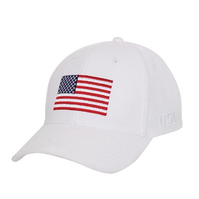 Czapka z daszkiem z kolorową flagą USA BIAŁA