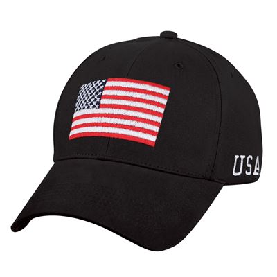 Czapka baseballowa z kolorową flagą USA CZARNA