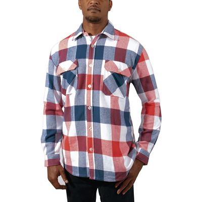 Koszula drwala FLANNEL w kratkę CZERWONO-BIAŁO-NIEBIESKA