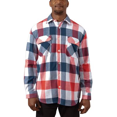 Koszula w kratę FLANNEL CZERWONY/BIAŁY/NIEBIESKI