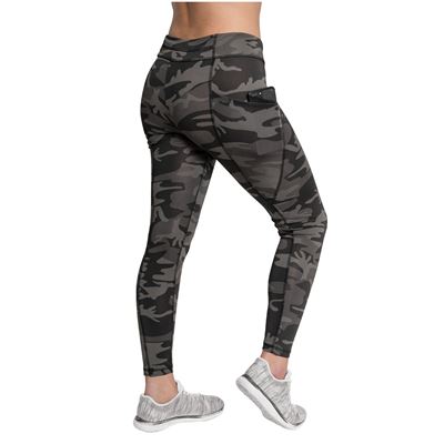 Damskie legginsy treningowe z kieszeniami BLACK CAMO
