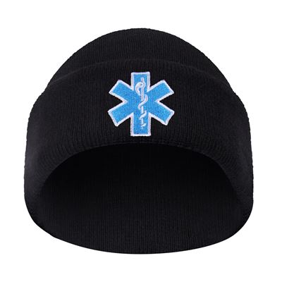 Czapka dzianinowa STAR OF LIFE „EMS” CZARNA