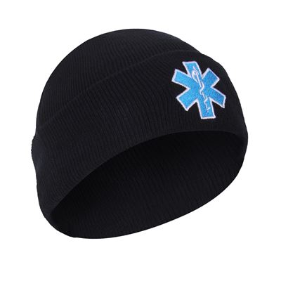 Czapka dzianinowa STAR OF LIFE „EMS” CZARNA