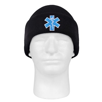Czapka dzianinowa STAR OF LIFE „EMS” CZARNA