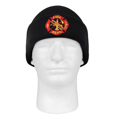 Czapka dzianinowa DELUXE straż pożarna CZARNA