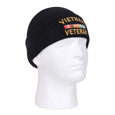 Czapka delikatnie dziana VIETNAM VETERAN CZARNA