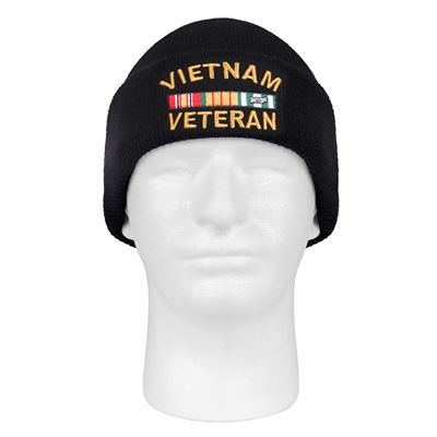 Czapka delikatnie dziana VIETNAM VETERAN CZARNA