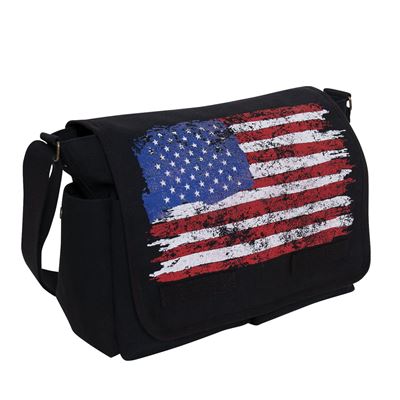 Płócienna torba z flagą USA CZARNA