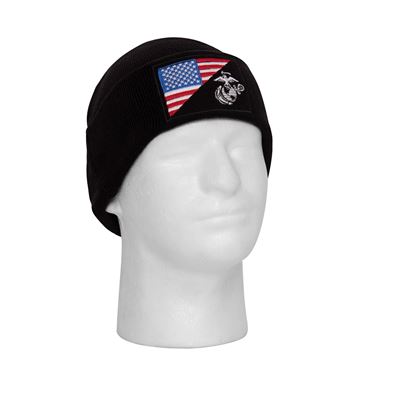 Czapka z flagą USA/USMC z dzianiny BLACK