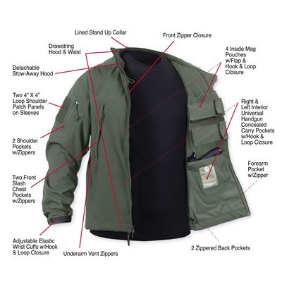 Kurtka CONCEALED CARRY softshell ZIELONA
