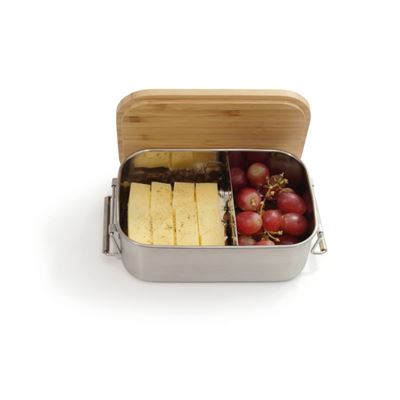 Nierdzewne pudełko na jedzenie z deseczką Lunchbox Bamboo-Clip