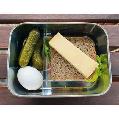 Nierdzewne pudełko na jedzenie z deseczką Lunchbox Bamboo-Clip