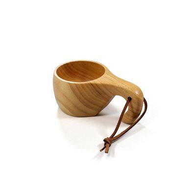 Kubek KUKSA 200 ml z uchwytem DREWNIANY