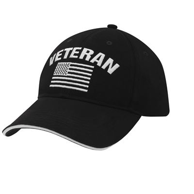 Czapka baseballowa z flagą USA VETERAN CZARNA