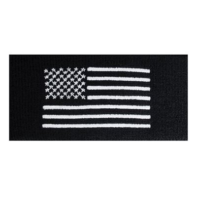 Czapka z drobno dzianiny z kolorową flagą USA CZARNO-BIAŁĄ