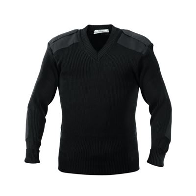 Sweter US ACRYLIC z dekoltem w kolorze CZARNY