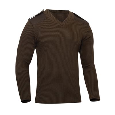 US ACRYLIC sweter z dekoltem w szpic BROWN
