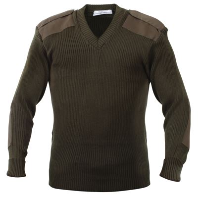 Sweter US ACRYLIC z dekoltem w serek, ZIELONY
