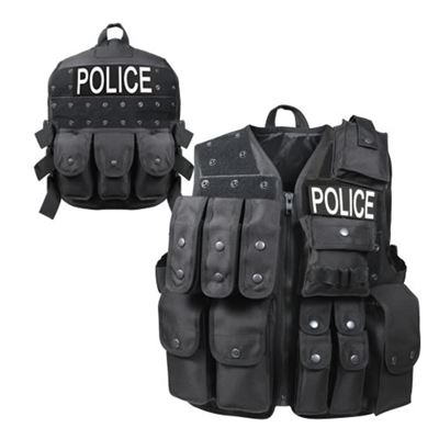 Kamizelka taktyczna POLICE z kieszeniami CZARNA
