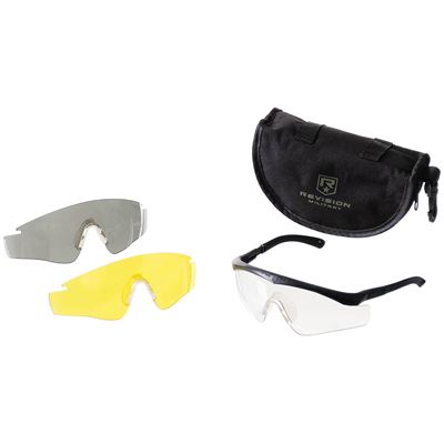 Okulary taktyczne REVISION Sawfly Z87 z trzema szybami, czarna oprawka, używane