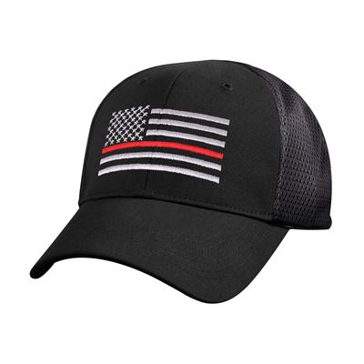 Czapka z flagą USA SÍŤOVANÁ z czerwoną linią CZARNA