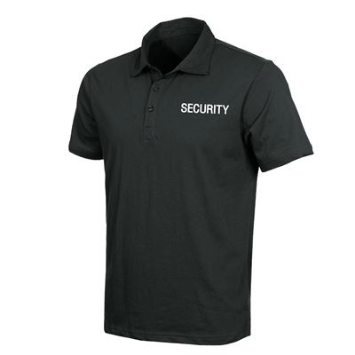 Koszulka polo z kołnierzykiem bawełniana SECURITY krótki rękaw GOLF CZARNA