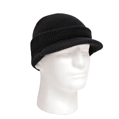 Wełniana czapka US JEEP z daszkiem BLACK