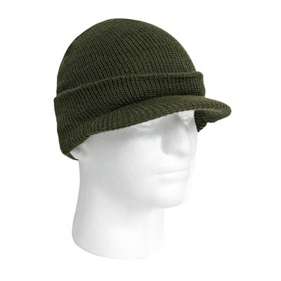 Wełniana czapka US JEEP z daszkiem GREEN