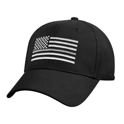 Czapka z flagą USA i srebrną linią CZARNA