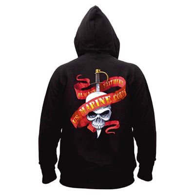 Bluza z kapturem MARINES SKULL/RIBBON CZARNA