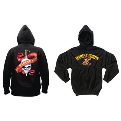 Bluza z kapturem MARINES SKULL/RIBBON BLACK