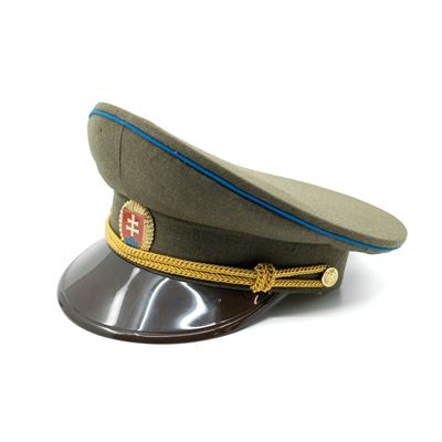 Czapka oficerska SK złota naszywka, daszek plastikowy, niebieska linia ZIELONA