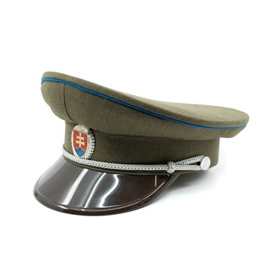 Czapka z daszkiem SK srebrna plakietka, daszek plastikowy, niebieska linia ZIELONA