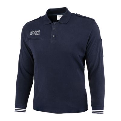 Koszulka polo z długim rękawem MARINE NATIONALE NIEBIESKA