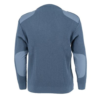 Sweter francuski AIR FORCE z dekoltem w serek NIEBIESKI