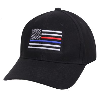 Czapka z flagą USA z niebieską i czerwoną linią CZARNA