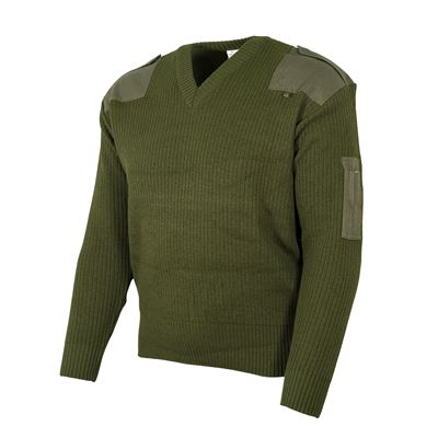 Włoski wełniany sweter z dekoltem w szpic GREEN