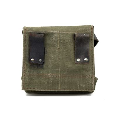 Torba MUSETTE płócienna z skórzanymi dodatkami i paskiem francuska używana Armia francuska 91374615G 2