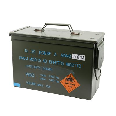 Włoska skrzynka na amunicję metalowa BMI 34x23x14 używana